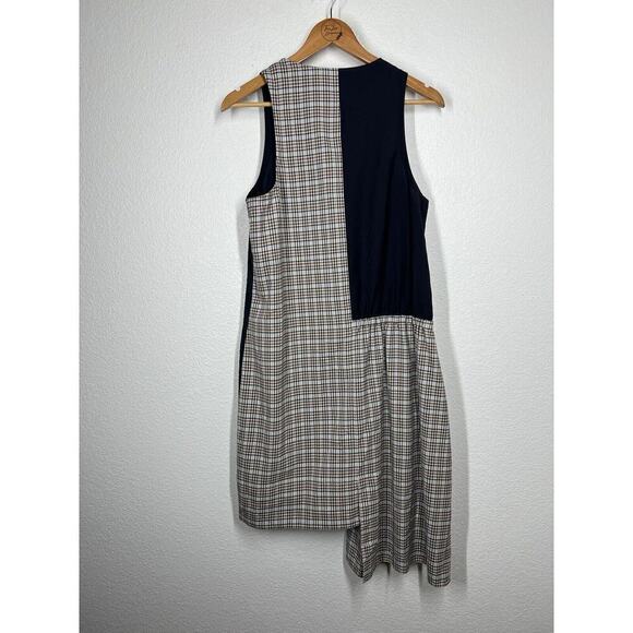 Tibi Sana Color Block Plaid Shift Dress Size 8 Dark Academia Asymmetric - Picture 6 of 6